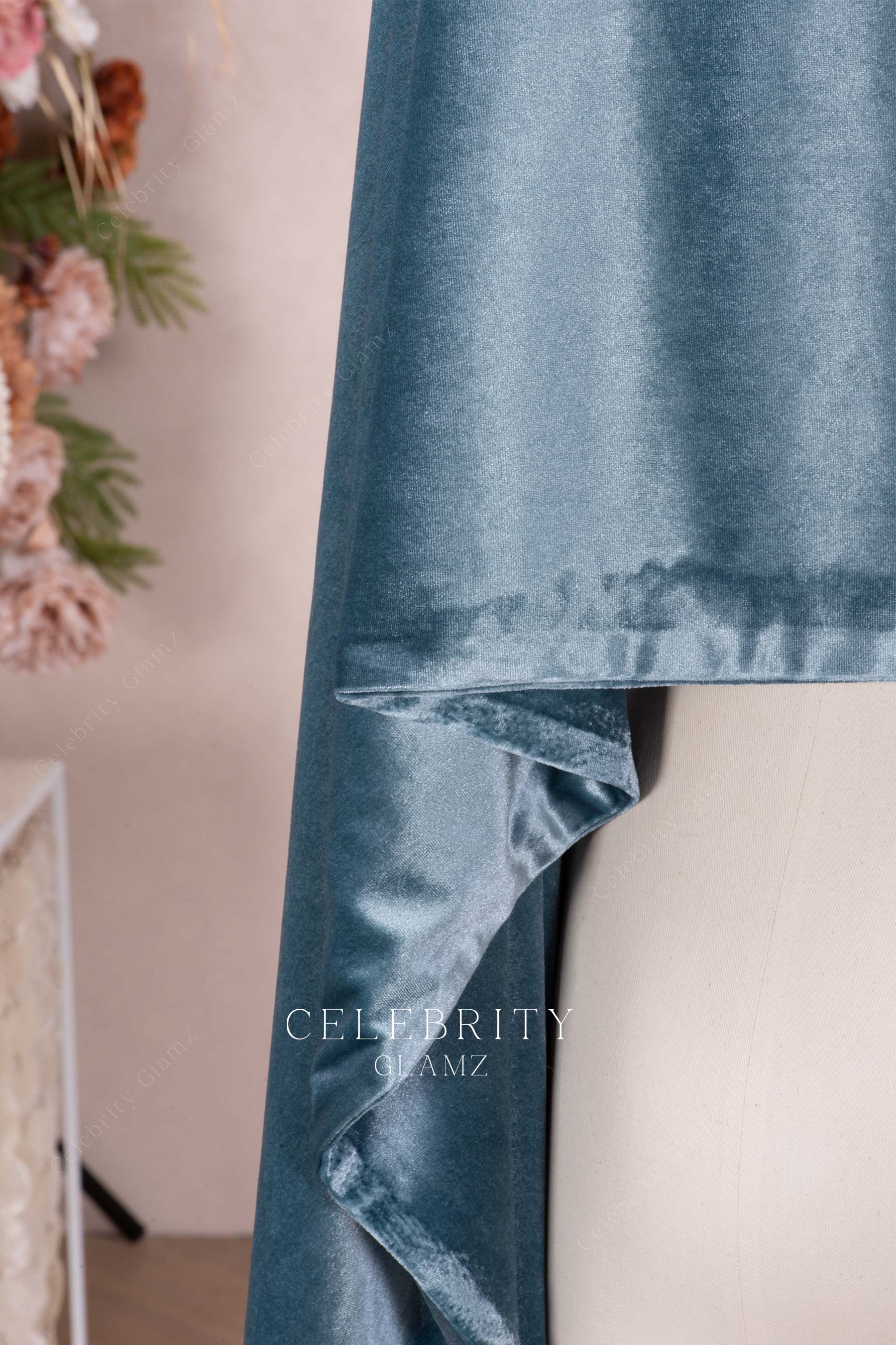 Dusty blue velvet shawl