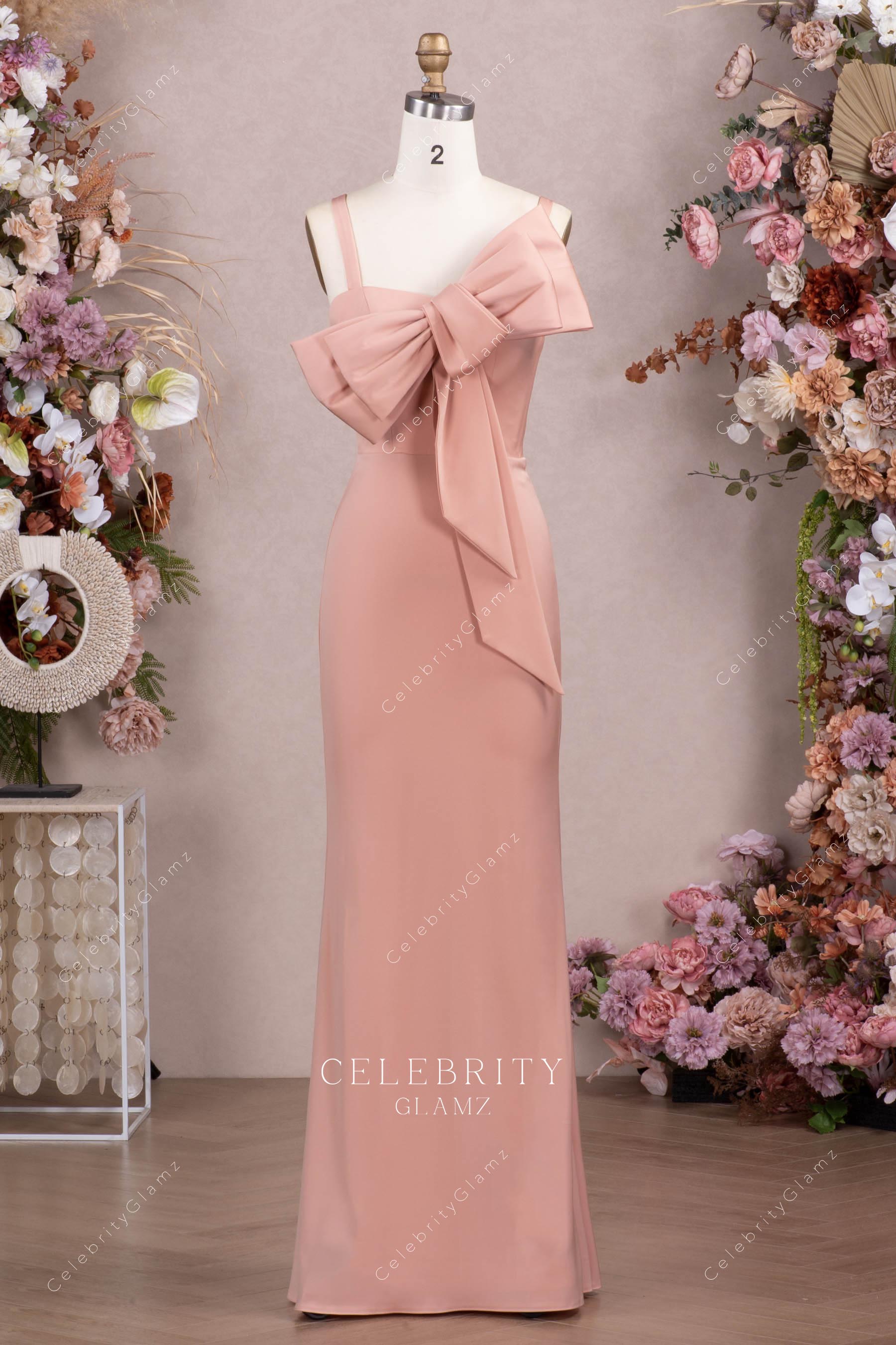 dusty rose bowknot bridesmaid dress