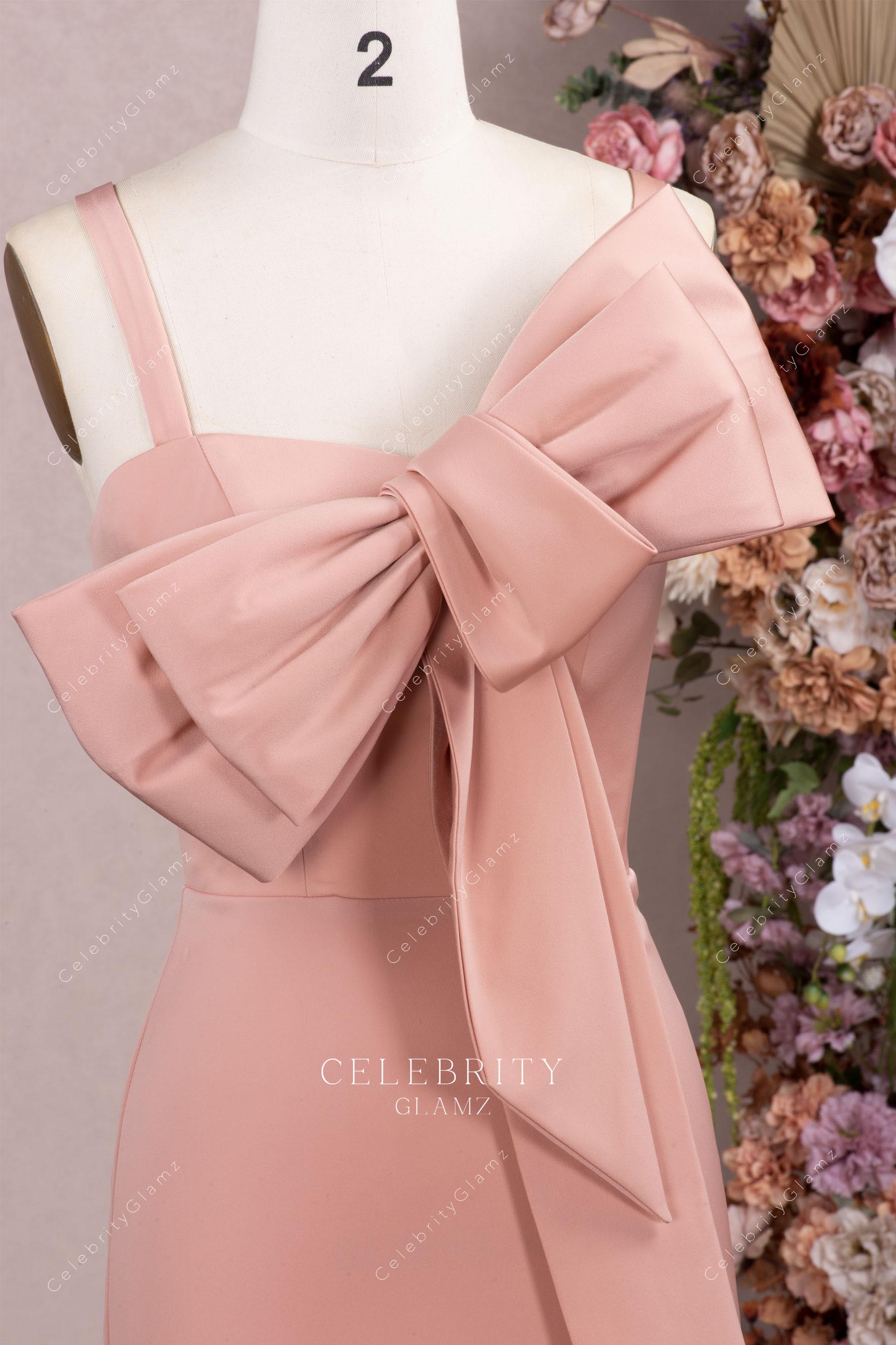 dusty rose satin evening dress