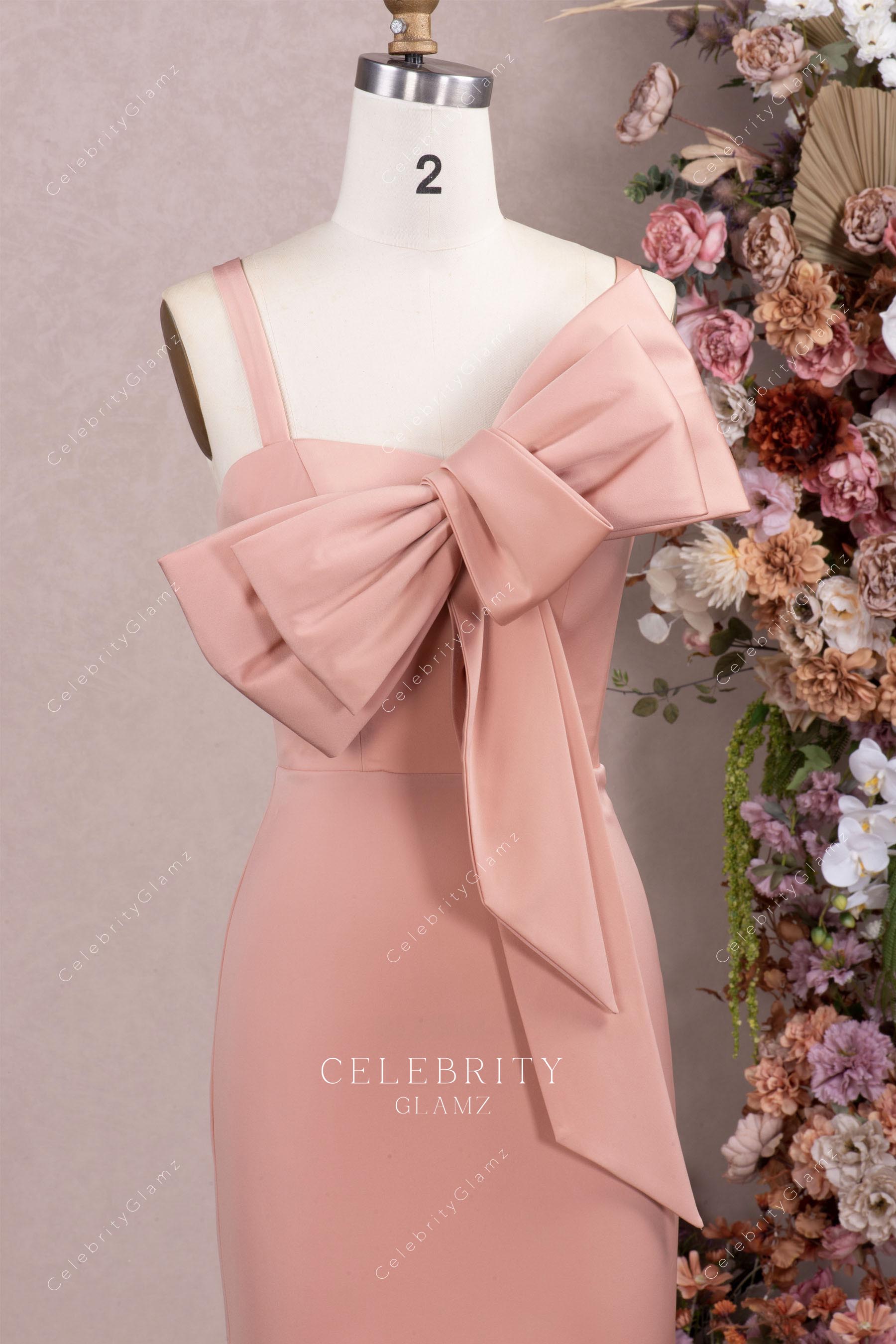dusty rose straps bridesmaid dress