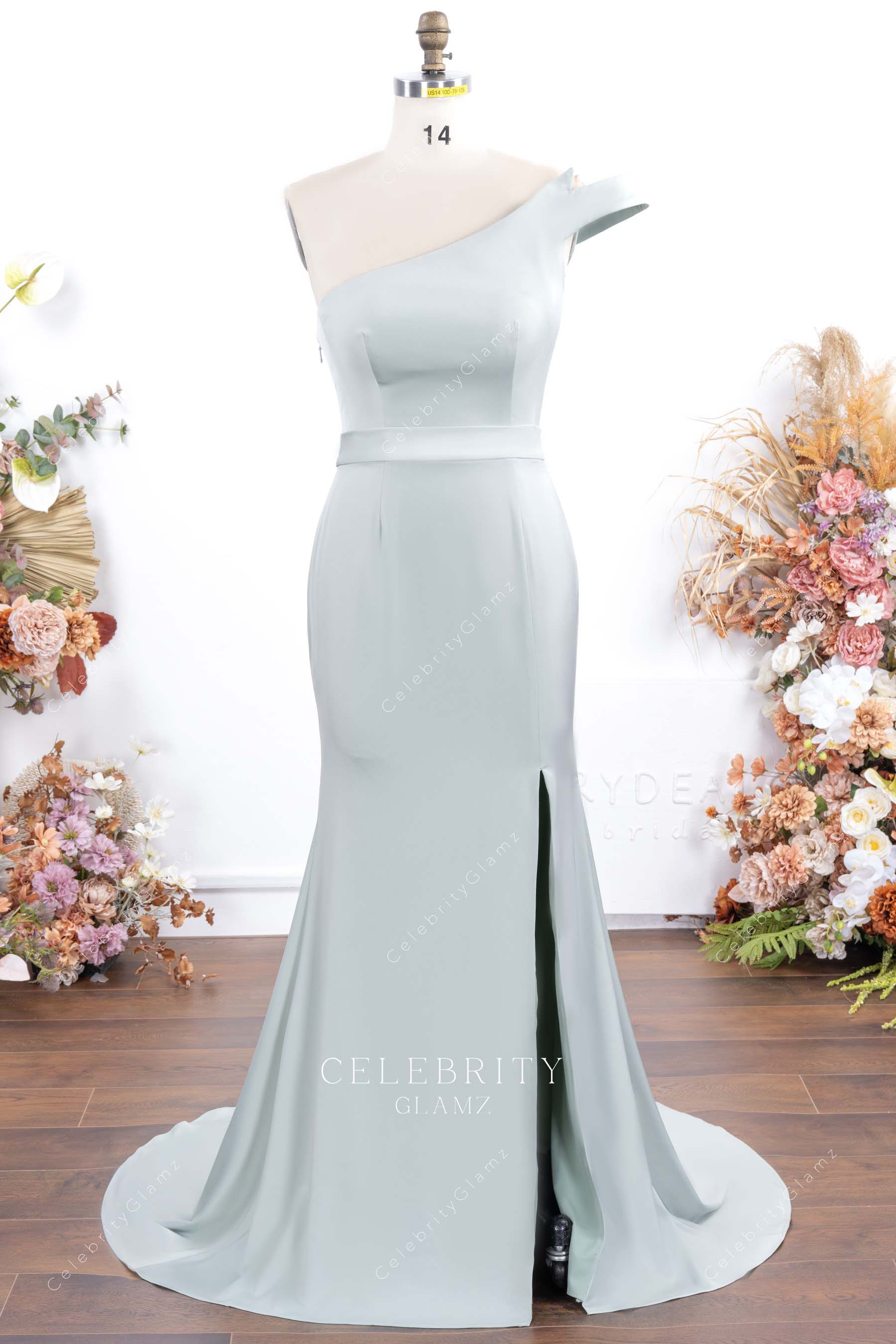 dusty sage fit flare split dress