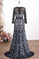 elegant black lace a line formal dress 