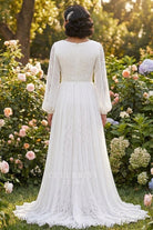 elegant boho lace a line wedding dress