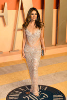 Elizabeth Hurley rhinestones 2025 Vanity fair party sheath prom dress