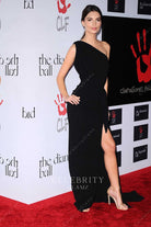 Emily Ratajkowski black high slit red carpet dress 2015