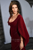 Emily Ratajkowski cape sleeves gown 2018 vanity fair Oscar party