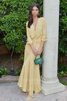 Emily Ratajkowski daffodil plunging neck celebrity dress 