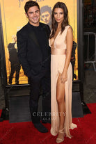 Emily Ratajkowski high slit celebrity sleeveless dress