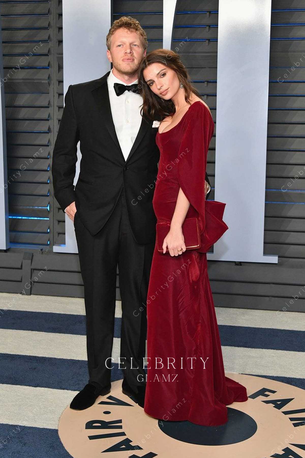 Emily Ratajkowski sweep train gown 2018 vanity fair Oscar party