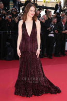 Emma Stone shimmery cabernet prom dress Cannes film festival red carpet 2024