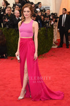 Emma Stone two tone thigh slit met gala 2014 two piece dress