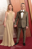 Emma Wall nude chiffon 2025 Oscars red carpet dress