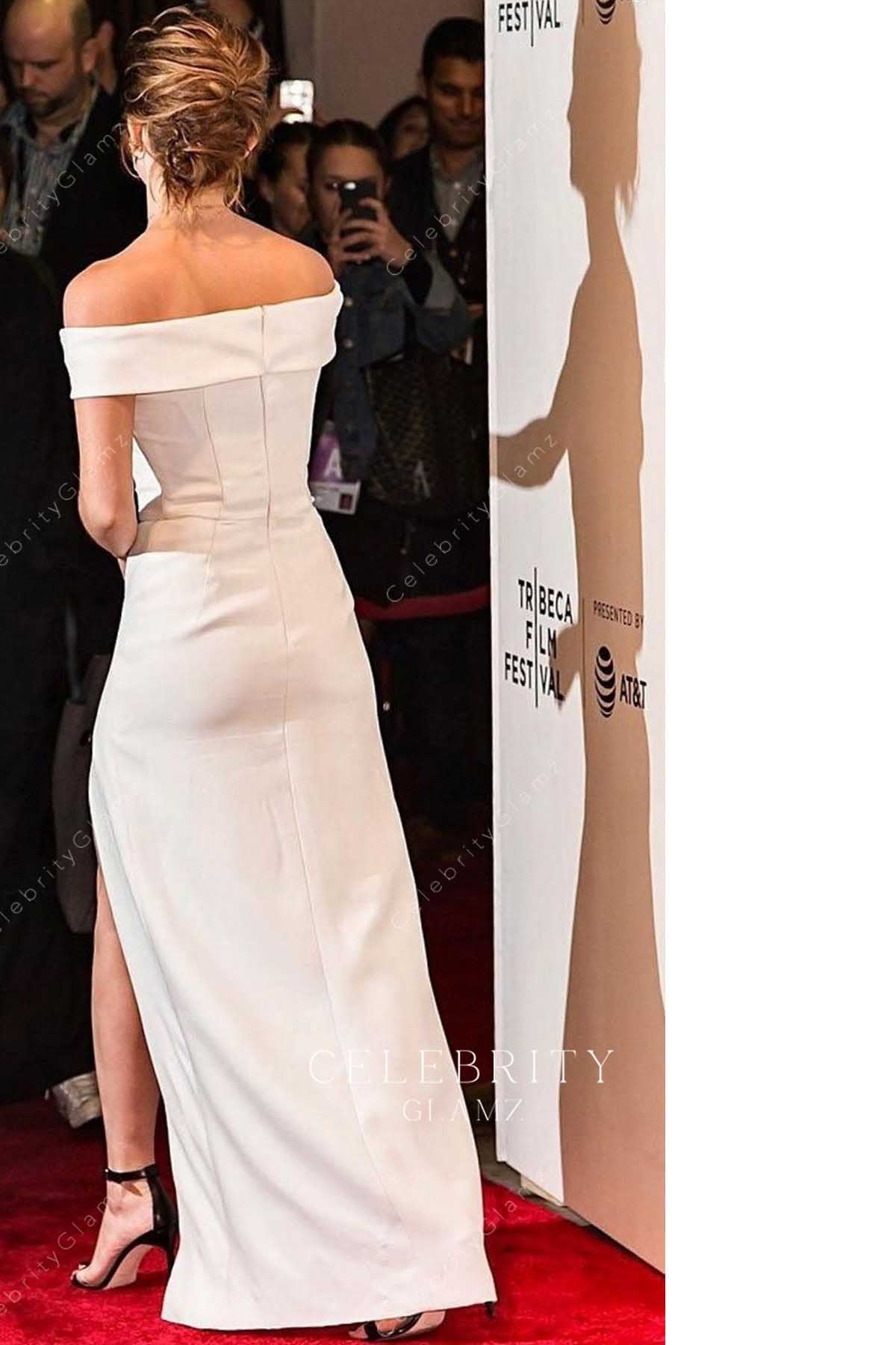 Emma Watson white column evening dress 2017 Tribeca film festival 