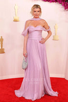 Eugenia Kuzmina off shoulder prom dress 2024 Oscars red carpet 