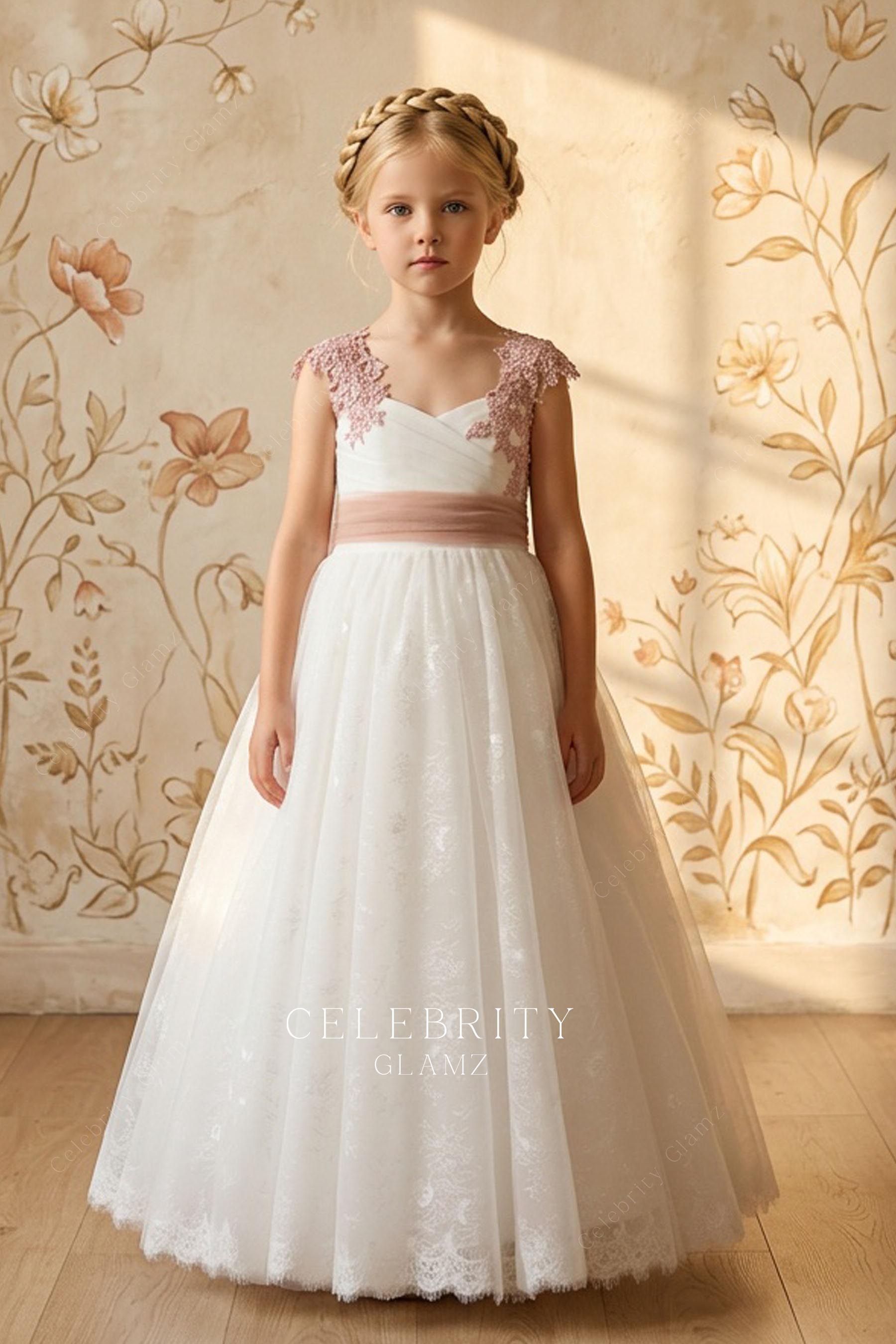 eyelash lace hem flower girl dress