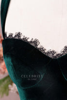 eyelash lace neckline prom dress