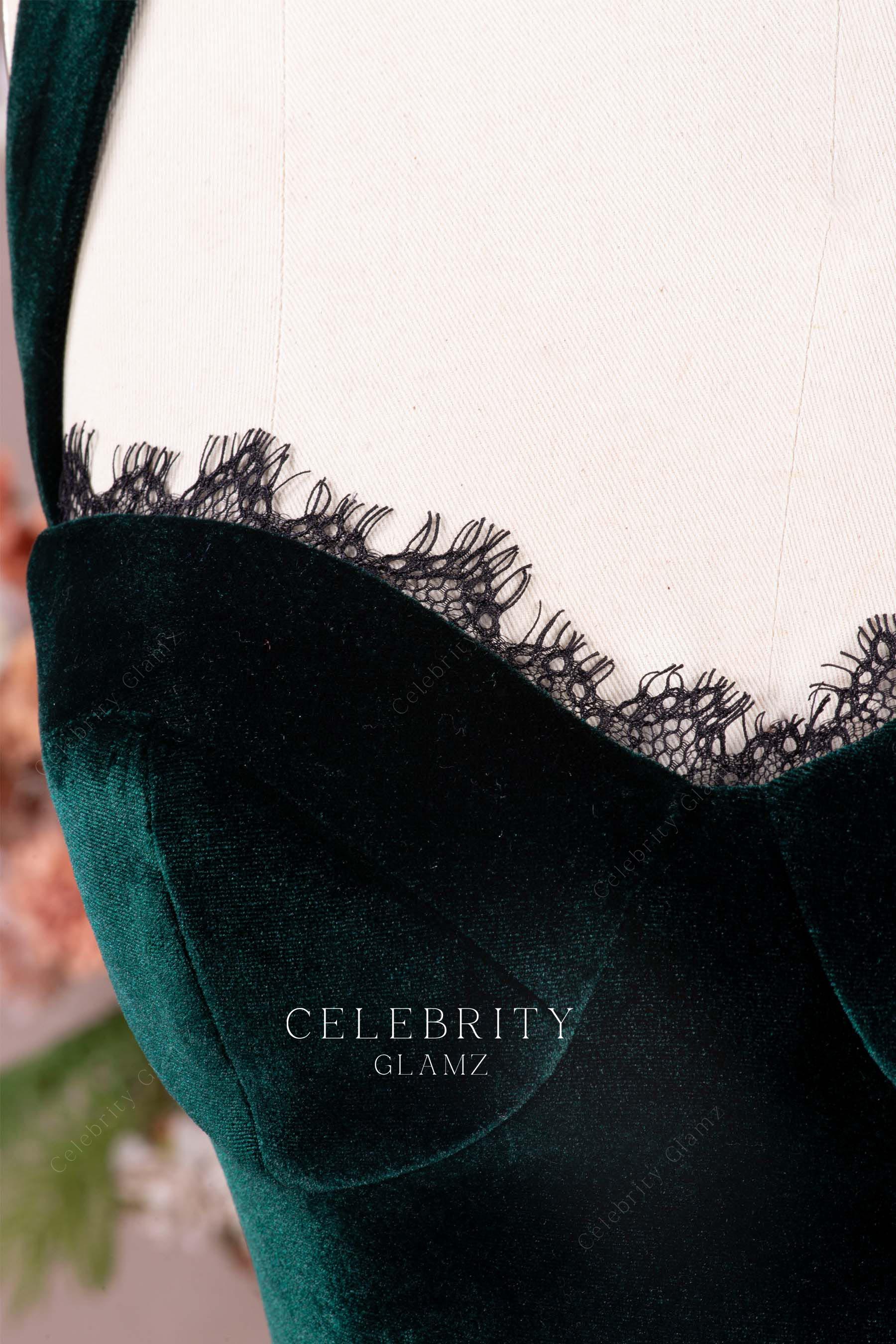 eyelash lace neckline prom dress
