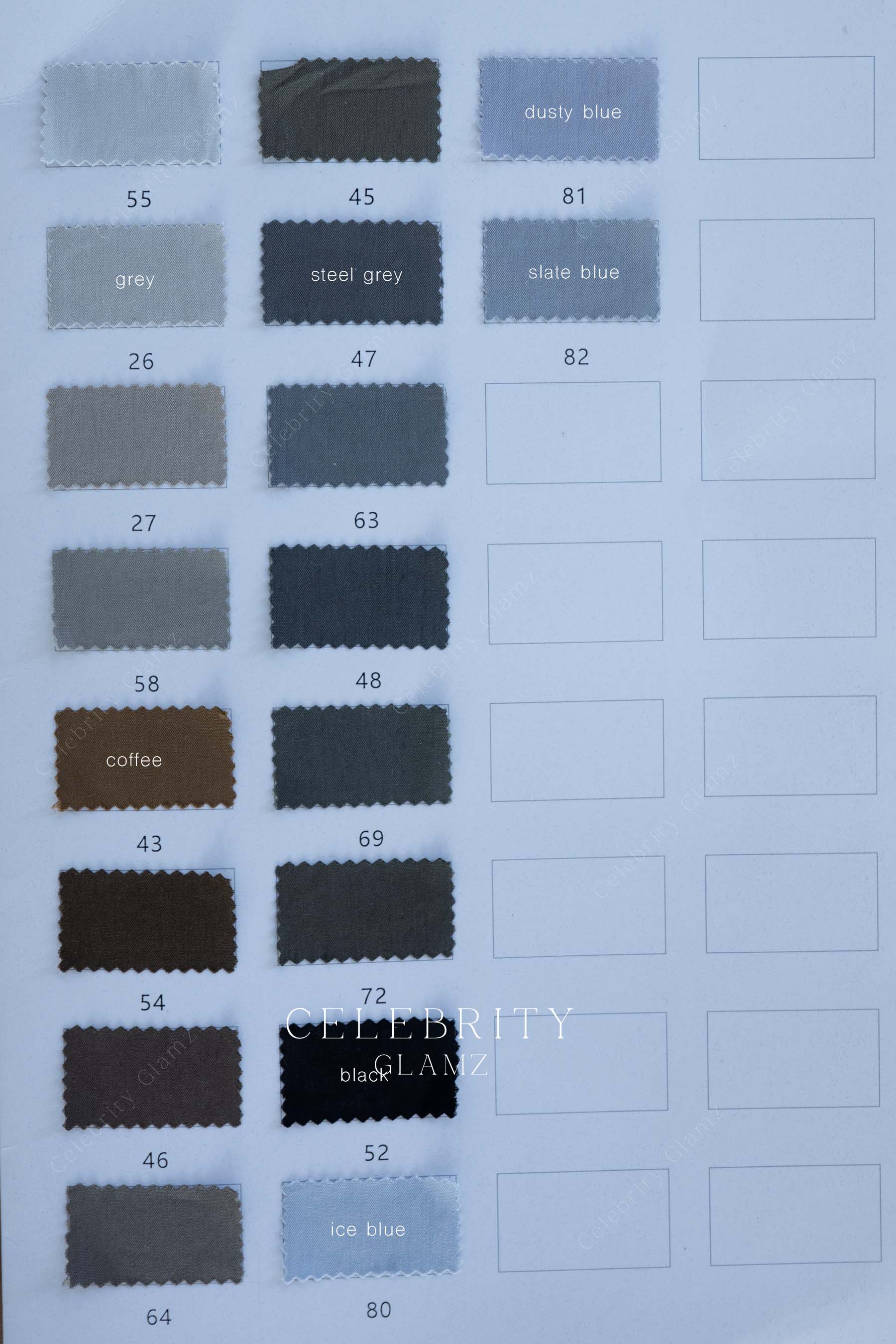 fine wrinkled poplin color chart