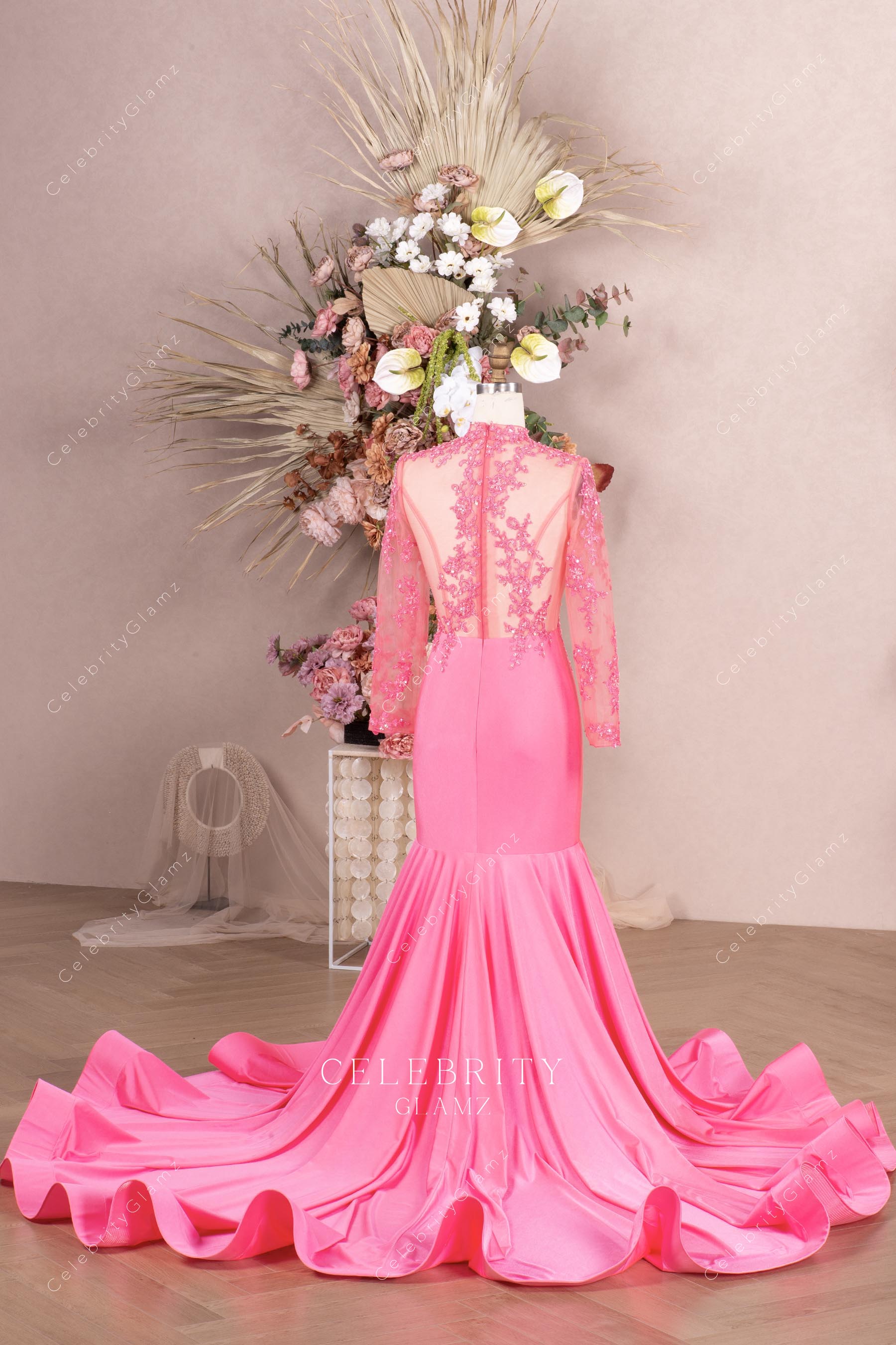 flamingo chapel train formal dress