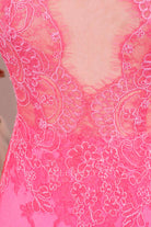 flamingo delicate lace prom dress