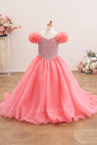 flamingo organza a line pageant gown