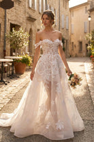 floral lace a line wedding dress