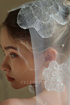 floral lace pearls bridal veil
