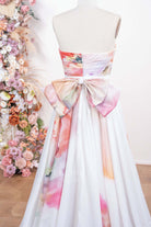 floral print bowknot wedding dress