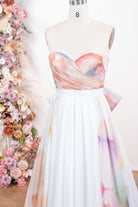 floral print sweetheart wedding dress 