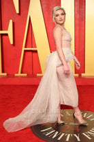 Florence Pugh nude panel train prom dress 2024 Oscars after party