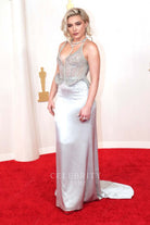 Florence Pugh plunging neck prom dress 2024 Oscars