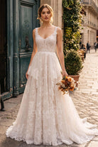 flower lace a line bridal dress