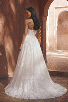 flower lace Aline court train bridal dress 