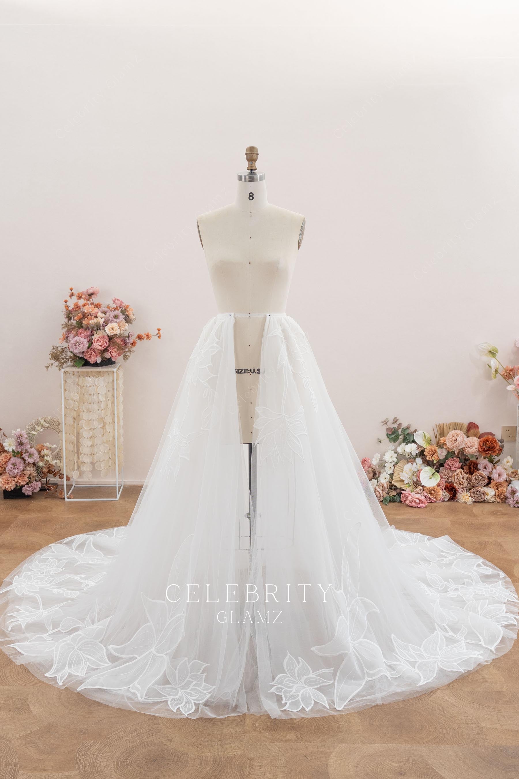 flower lace a line wedding overskirt 