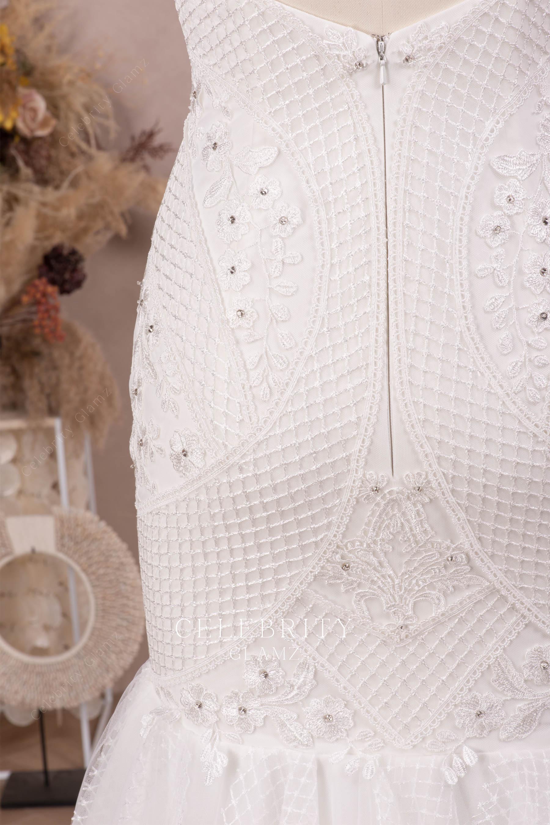 flower lace rhinestones bridal dress