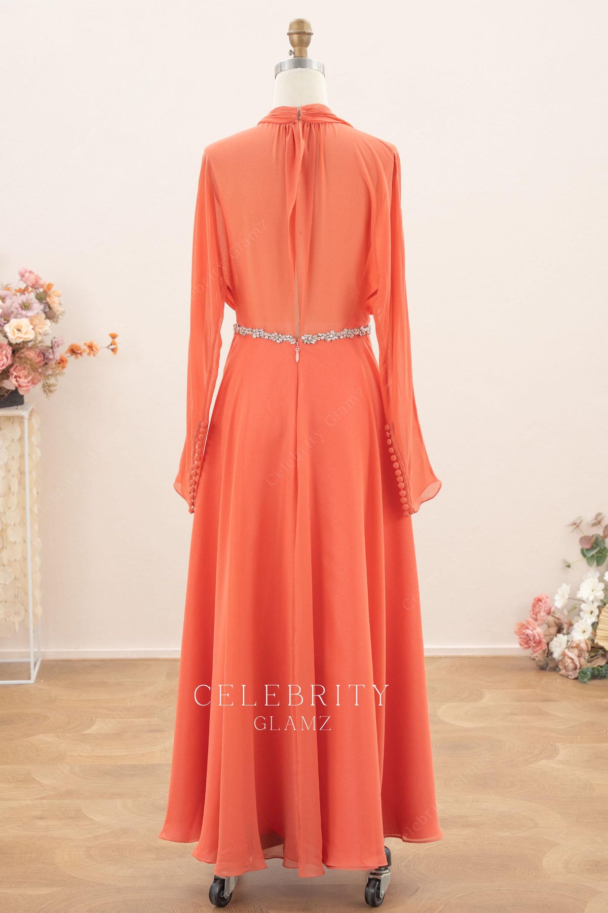 flowing chiffon a line evening dress