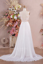 flowing chiffon a line wedding dress
