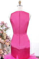fuchsia full back trumpet formal gown