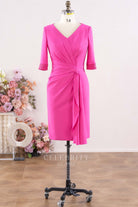 fuchsia streamer crepe formal dress