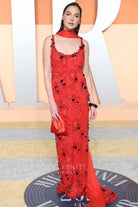 Gal Gadot red 2025 3d floral Vanity fair party dress
