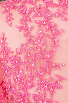 glitter flamingo lace prom dress