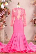 glitter flamingo trumpet prom dress