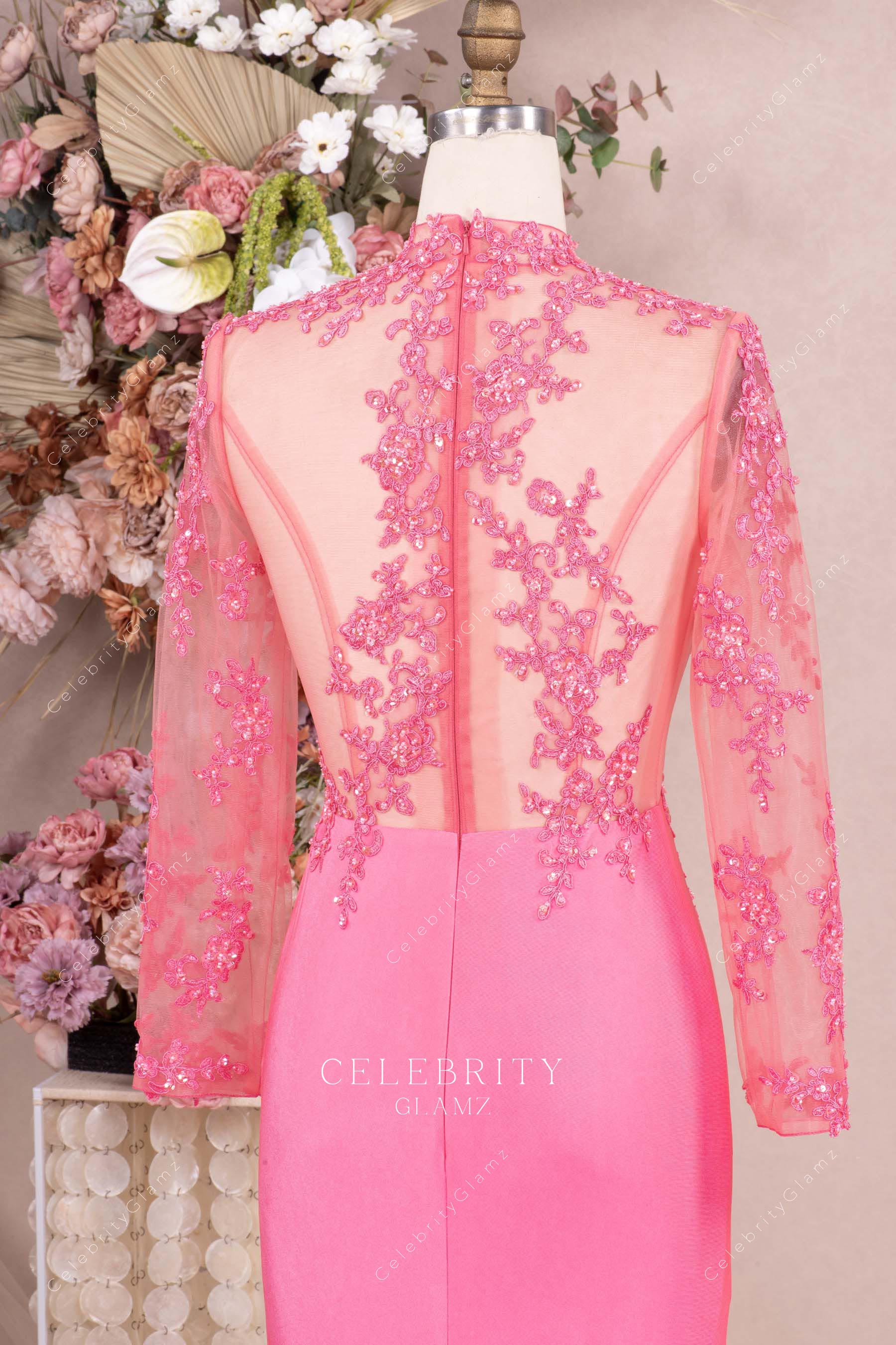 glitter sequin sheer back formal dress
