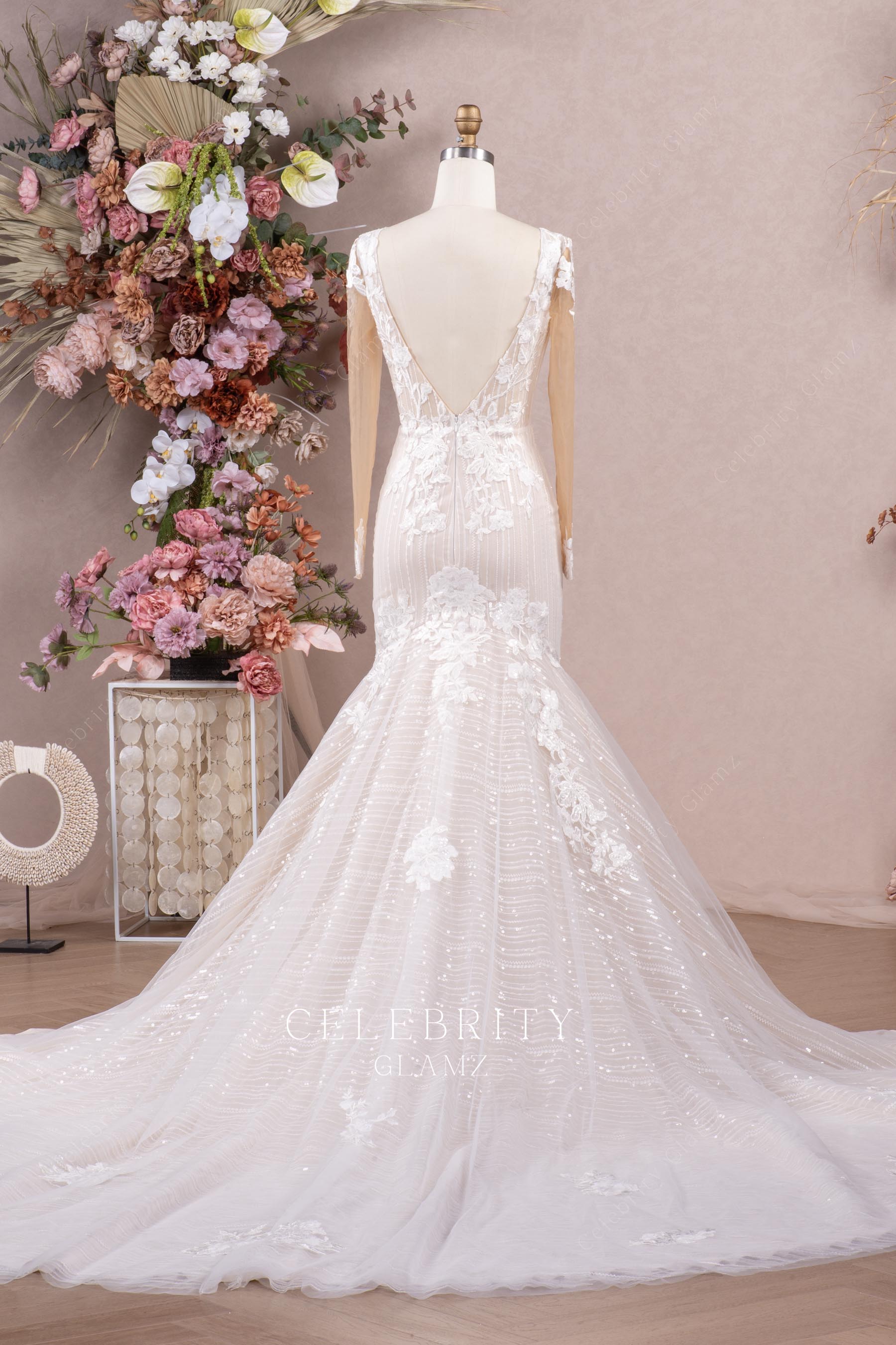 glitter tulle lace wedding dress