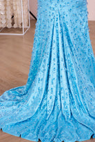 godet court train prom dress