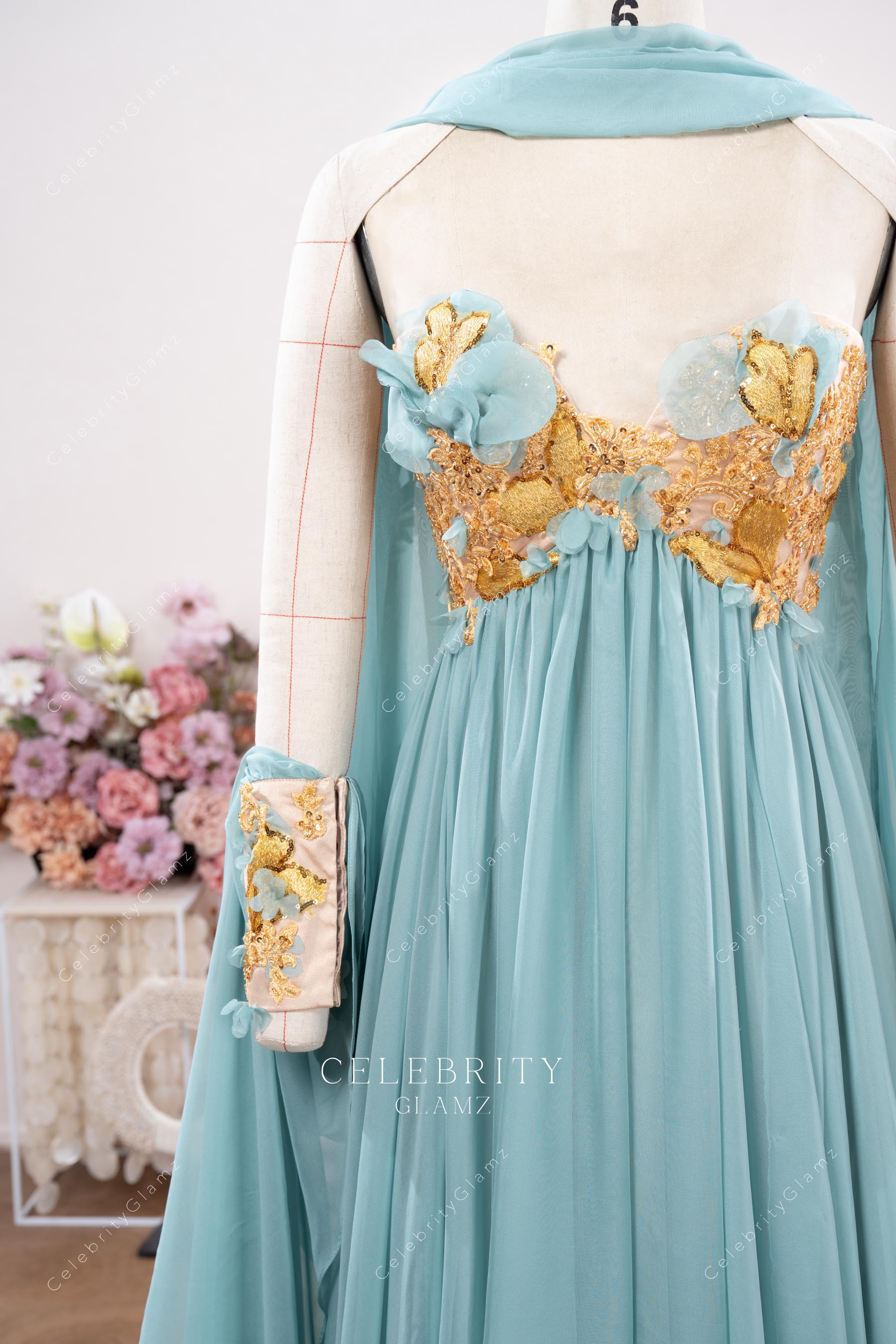 gold glitter bodice formal dress