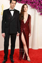 Grace Gummer plunging prom dress 2024 Oscars red carpet
