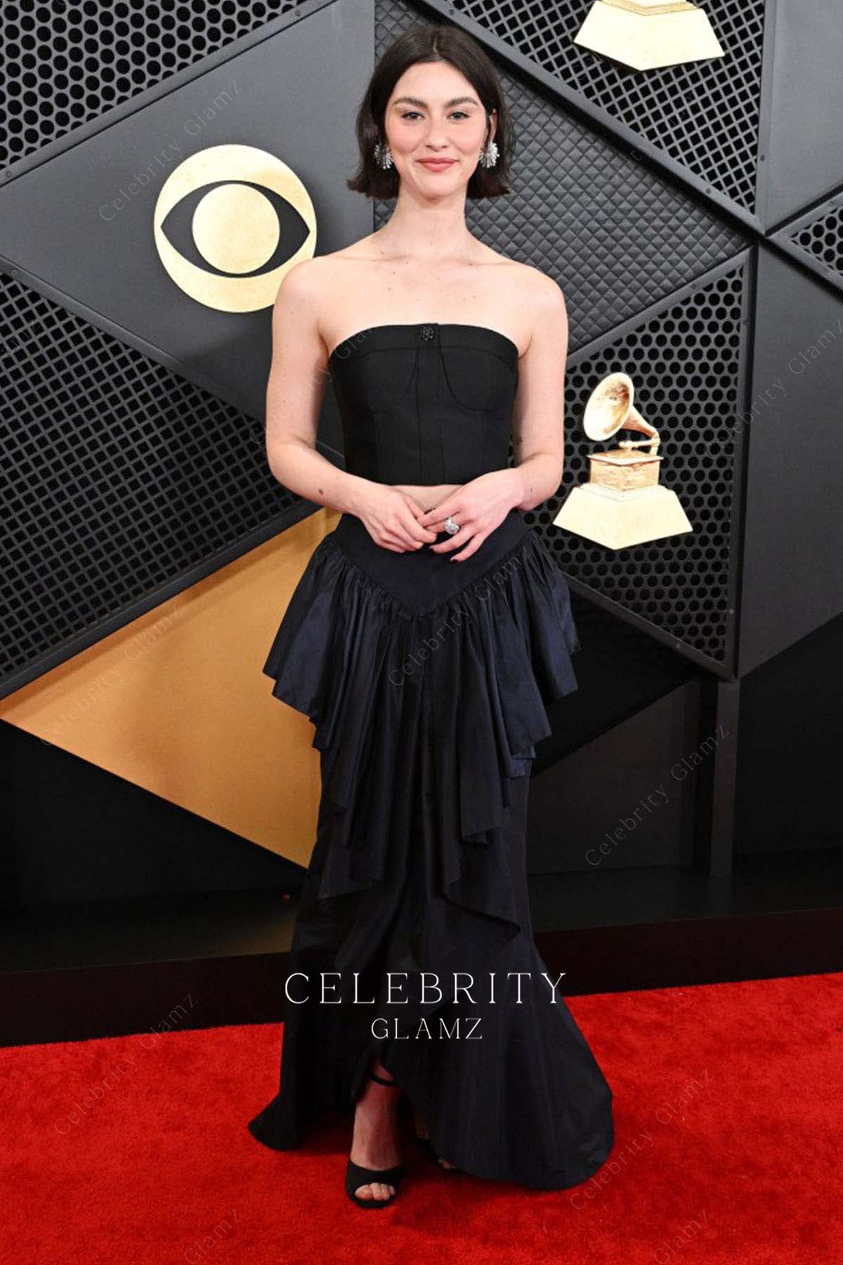 Gracie Abrams mermaid prom dress Grammys red carpet 2024