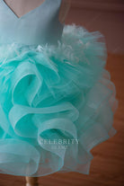 green feather little girl dress