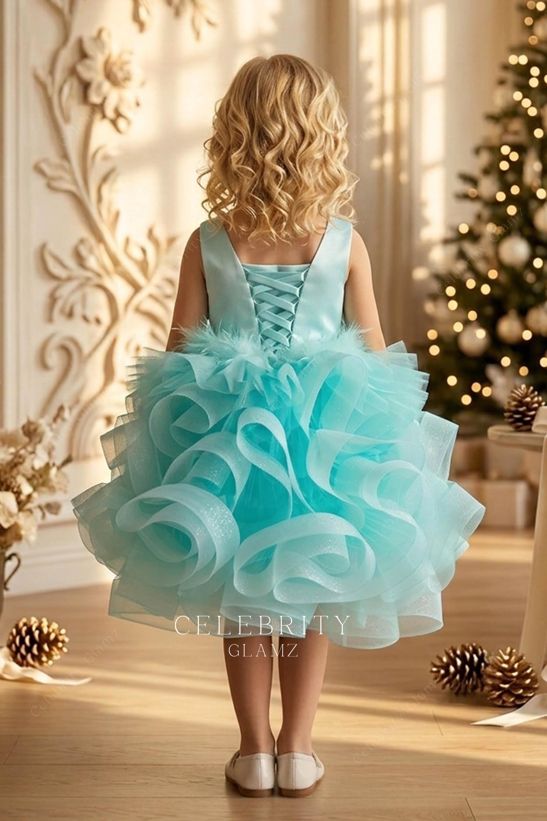 green horsehair little girl dress